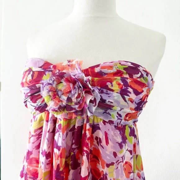 Vintage Y2K Forever 21 Floral Strapless Babydoll Tunic Mini Dress Size Small (S) - Picture 3 of 9